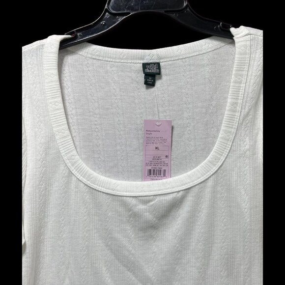 Wild Fable - Women's Long Sleeve Square Neck Pointelle T-Shirt - White - XL - Picture 12 of 14